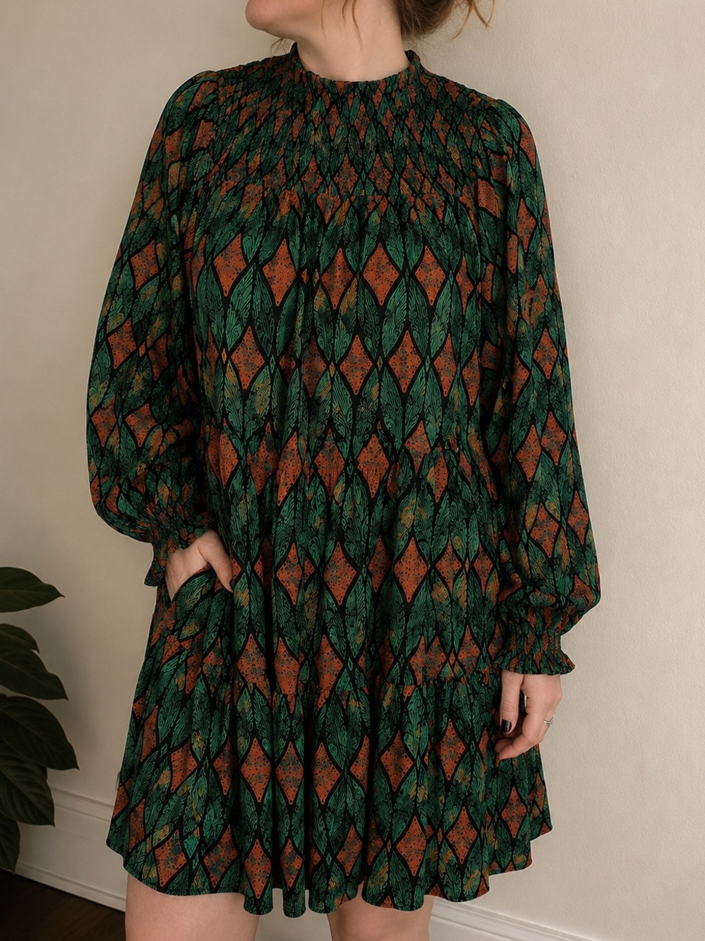 Oversized Geometric Balloon Sleeve Mini Dress Artsy Pinterest Medium